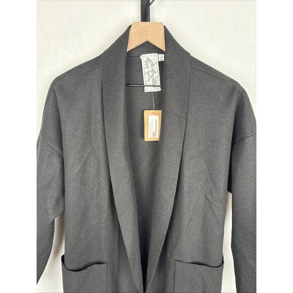 NEW Sadie & Sage Open Front Coat Womens Small Black Relaxed Lagenlook Minimalist - Picture 3 of 12